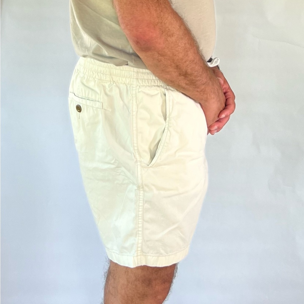 Men's Cream Drawstring Shorts - Picture 2 of 4